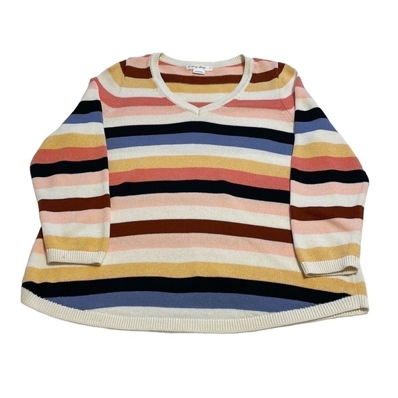 Addition Elle Multi Coloured Stripe Sweater - Size 1X - Picture 2 of 9